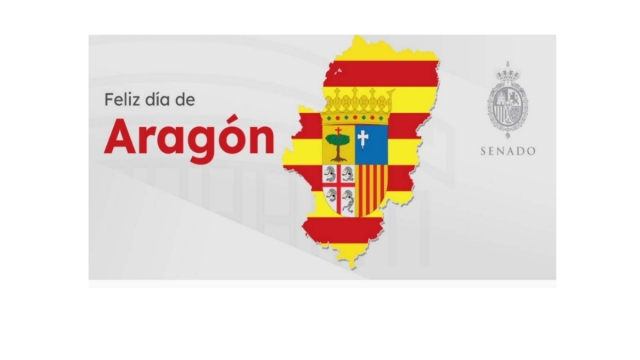 El Senado ilumina su fachada con los colores de la bandera de Aragón con motivo de su festividad