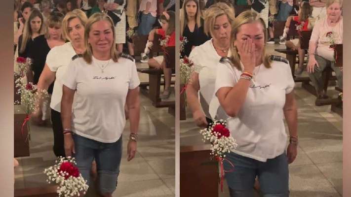 El vídeo del llanto desconsolado de Belén Esteban y su camino de rodillas al altar se hace viral