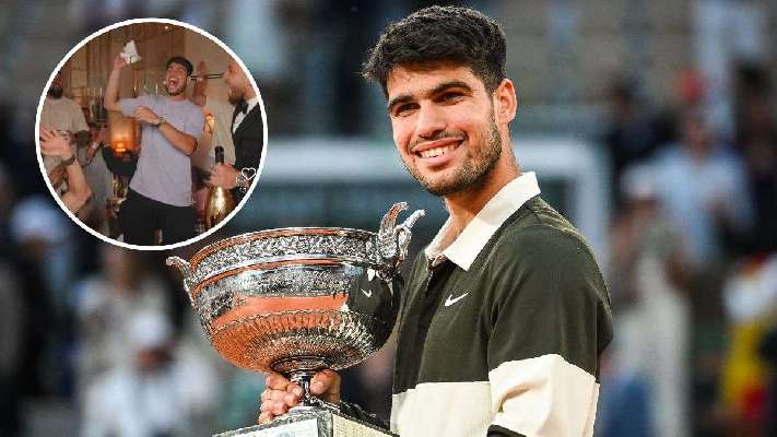 Así fue la gran fiesta de Carlos Alcaraz para celebrar su victoria en Roland Garros: música, champán y bengalas