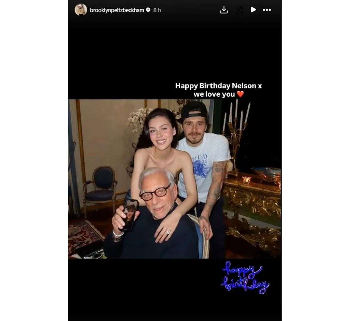 Brooklyn Beckham felicita a su suegro pero no a su padre