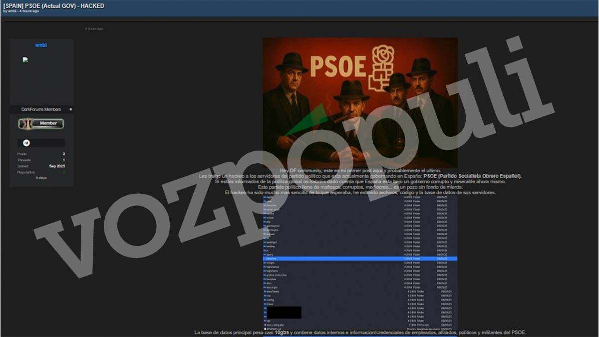 Un 'hacker' asegura haber accedido a más de 10 gigas de información sensible del PSOE