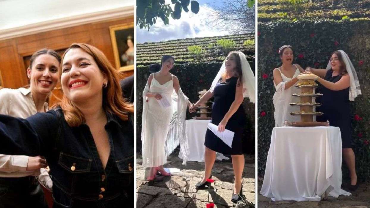 Así ha sido la peculiar boda de Ángela Rodríguez 'Pam': tarta nupcial de  tortilla de patata, bebidas propalestinas y más | Vozpópuli