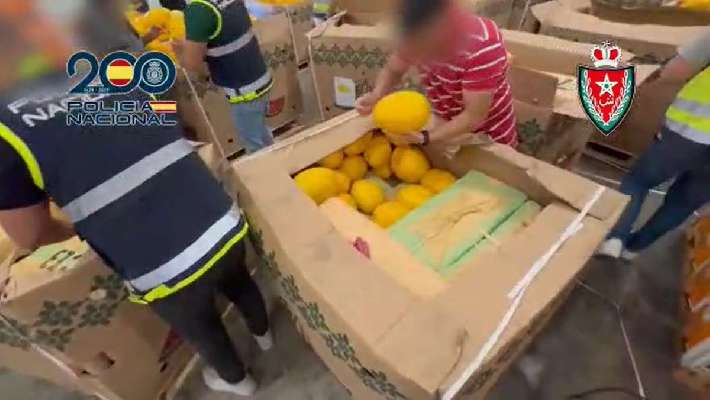 La Policía intercepta un alijo marroquí de casi 10 toneladas de hachís oculto entre melones