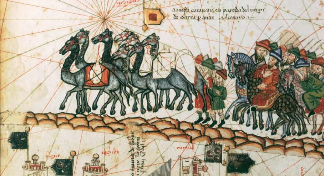 Mapa de la Ruta de la Seda, con Marco Polo y sus hombres